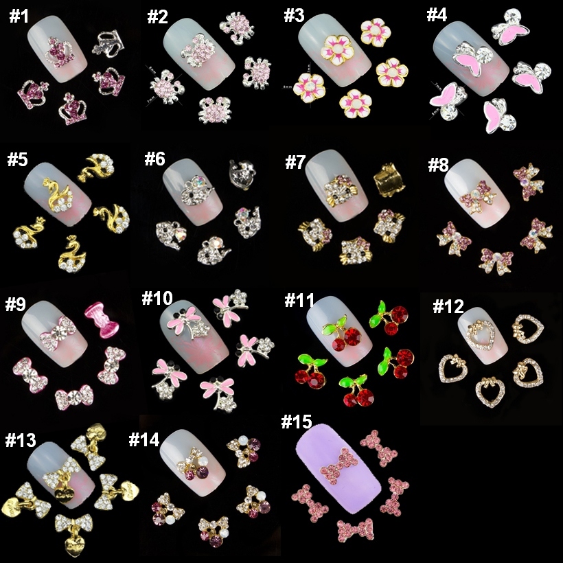 10pcs DIY Glitter 3D Nail Art Decorations Beads Alloy Rhinestone Charm Cute Tips