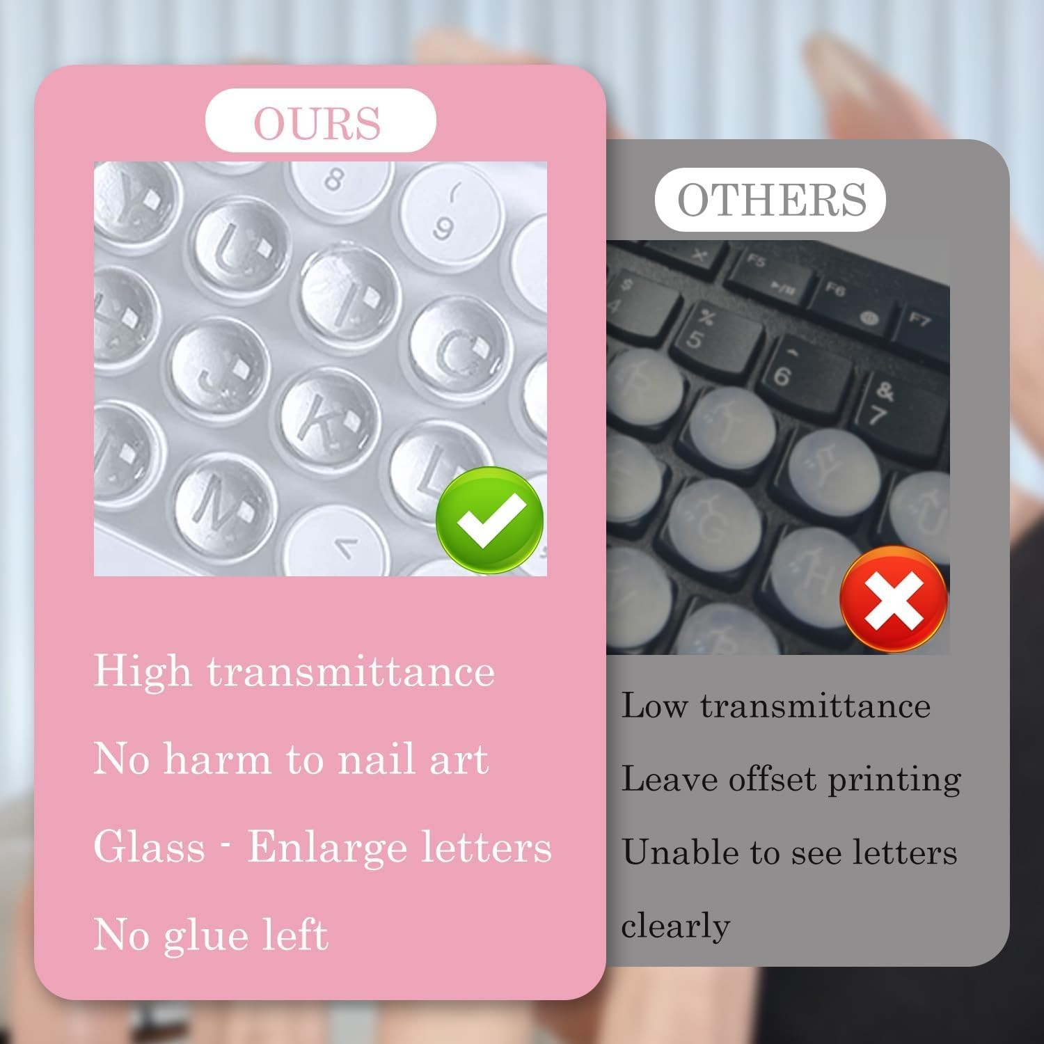 Keyboard Bubbles for Long Nails, 120pcs Raised Keyboard Stickers for Women