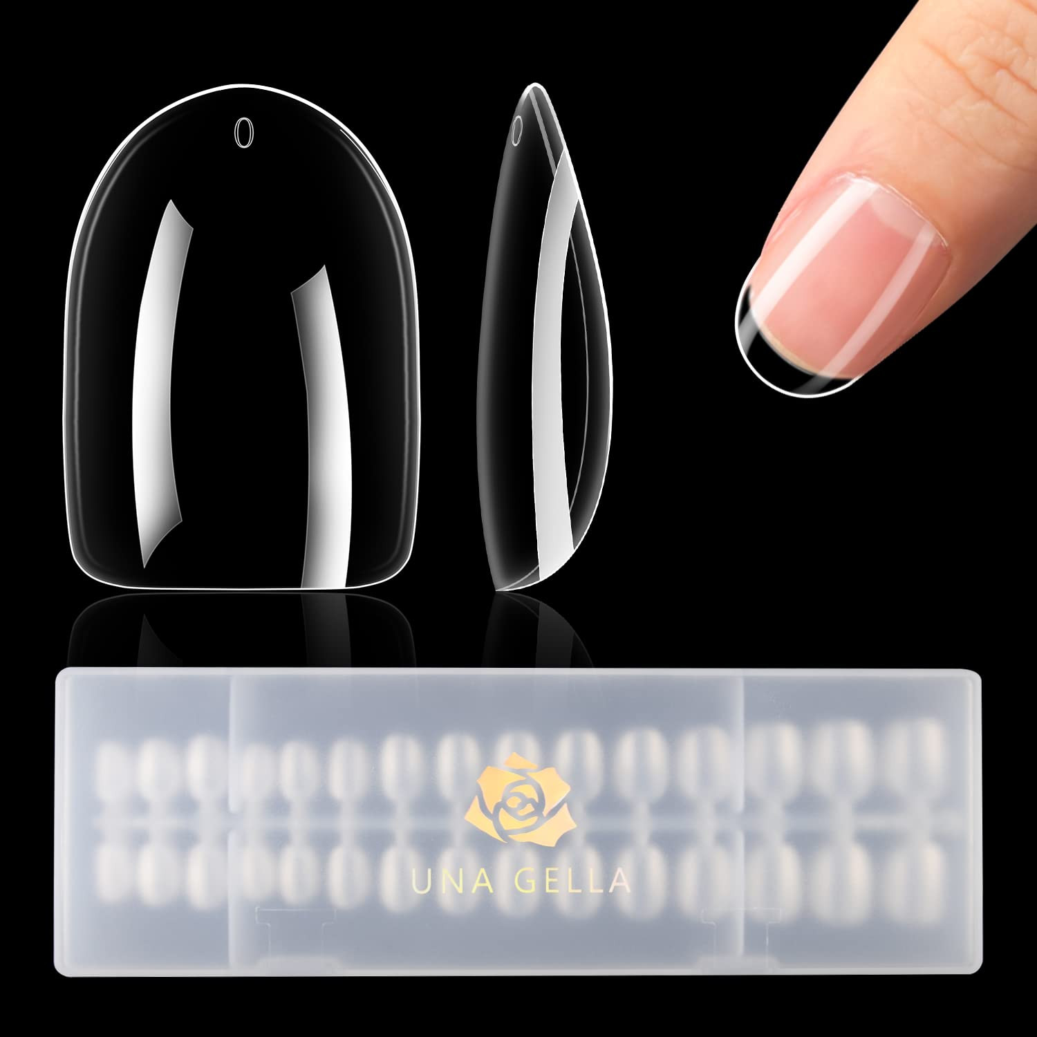 UNA GELLA Short Oval Gel Nail Tips 360pcs 15 Sizes Almond Press On