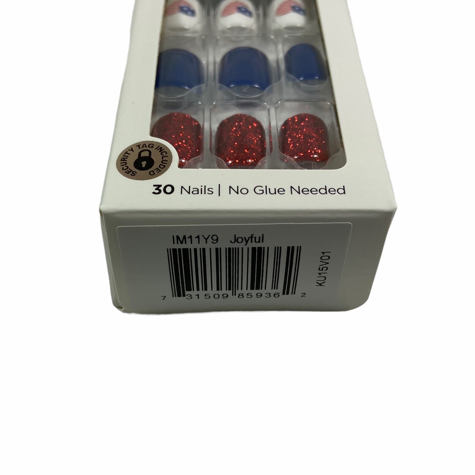 NEW Kiss Nails Impress Press On Manicure Short Gel Red White Blue Flag Heart