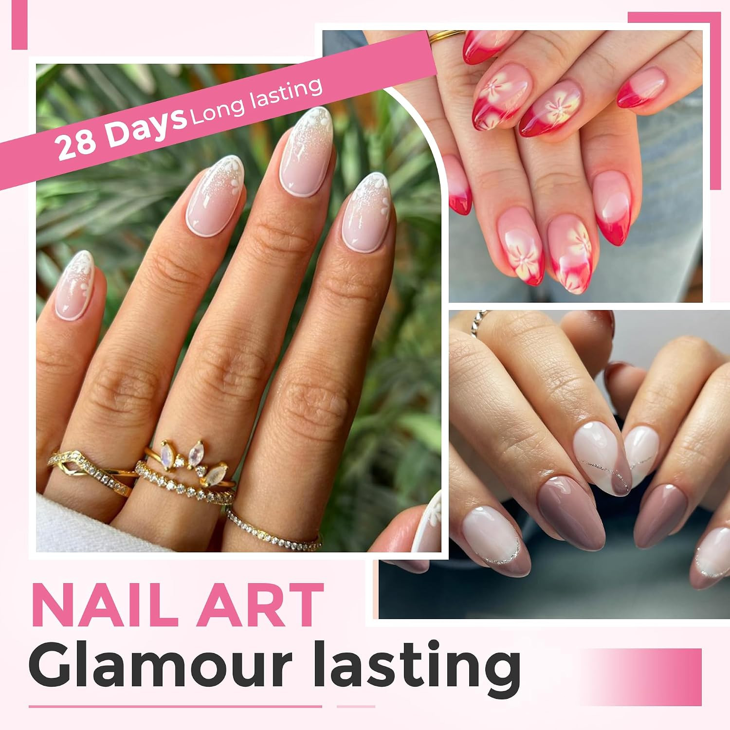 Short Almond Nail Tips: 240Pcs Half Cover Extra Short Fake Nails Almond Shape, P