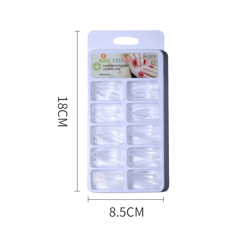 100pcs Fake Nail Transparent Acrylic Nail Seamless Full/Half Cover Nails Decor