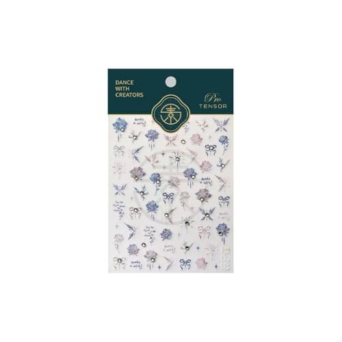 Rose Nail Art Stickers 5D Embossed Nail Decals Rhinestone Nail Art 22 Color22
