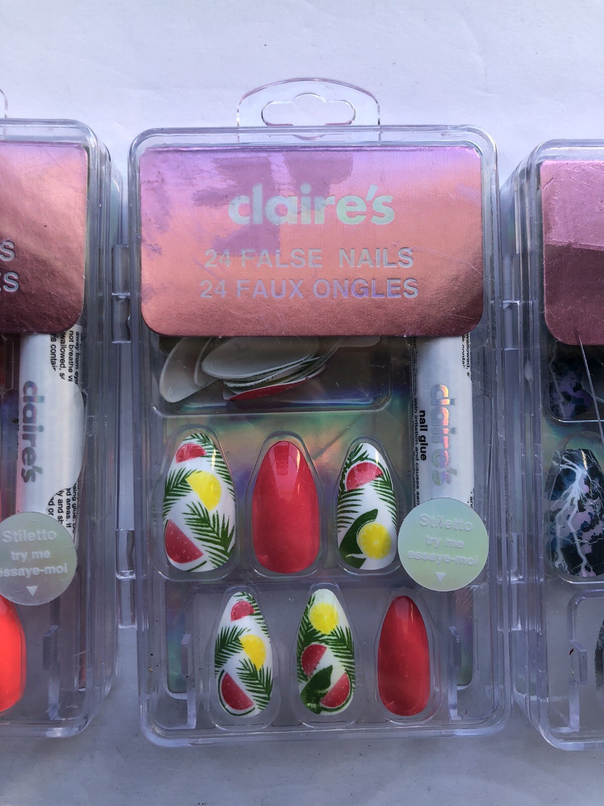 Claire’s False Fake Nail Kits Lot Of 4 Total New
