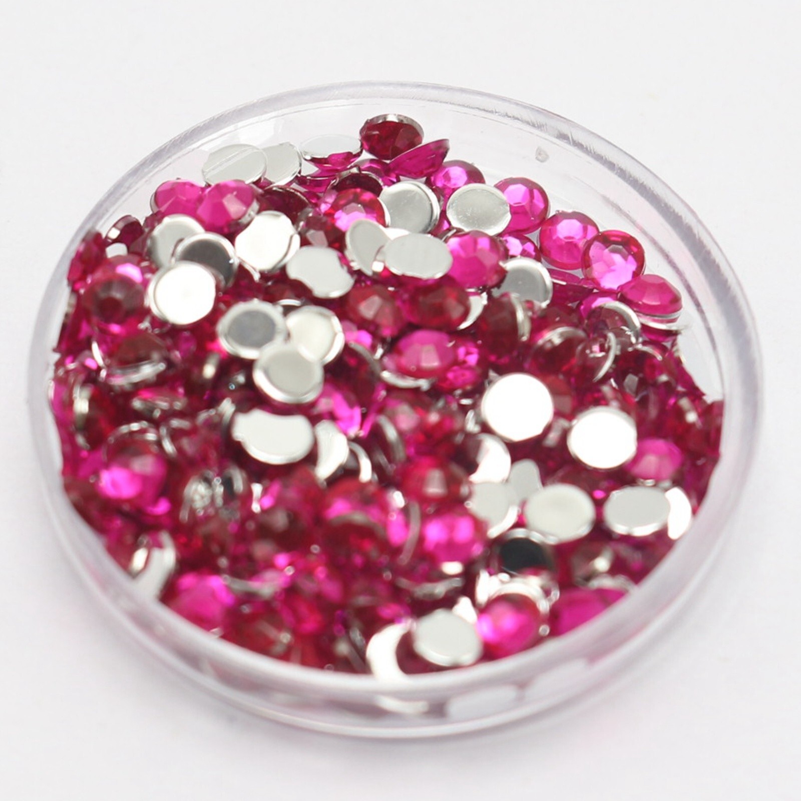 2000 Hot Pink Acrylic Faceted Round Flatbacks Rhinestone Gems 3mm 12ss Nail Art