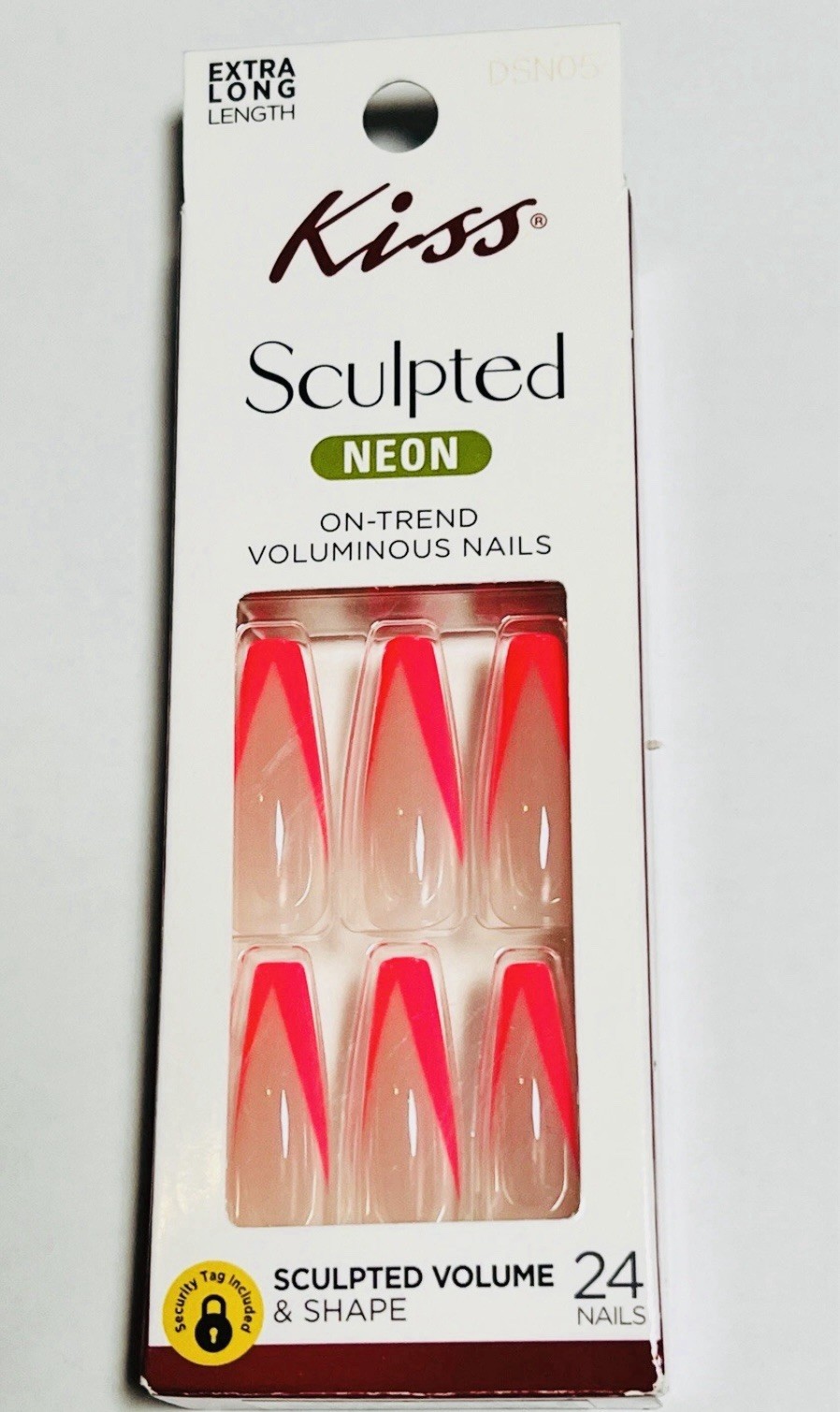 L.A. Colors Nails 24 pieces Sculpted Volume Sculpted Neon Extra Long Pink tips