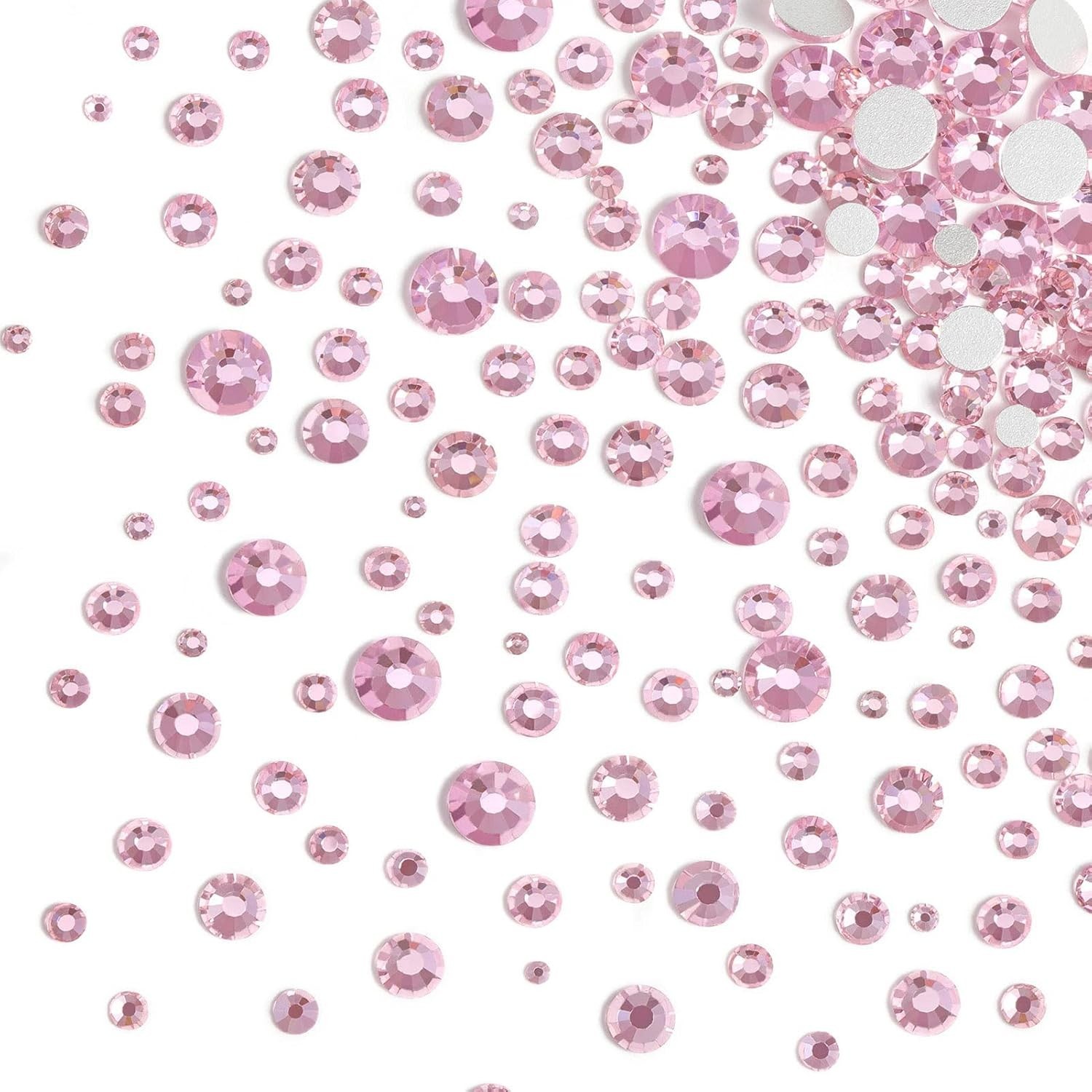 Rhinestones for Makeup,8 Sizes 2500pcs Pink Flatback Rhinestones Face Gems fo…