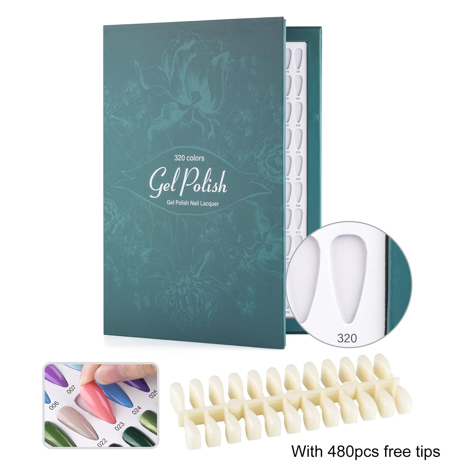 320 Nail Colors Chart Nail Gel Polish Display Book with 480 False Nail Tips P…