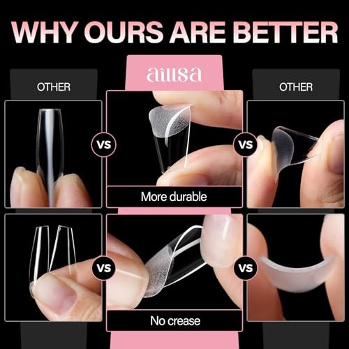 Medium Coffin Nail Tips – Full Cover Half Matte Nail Tips 240PCS-Medium Coffin