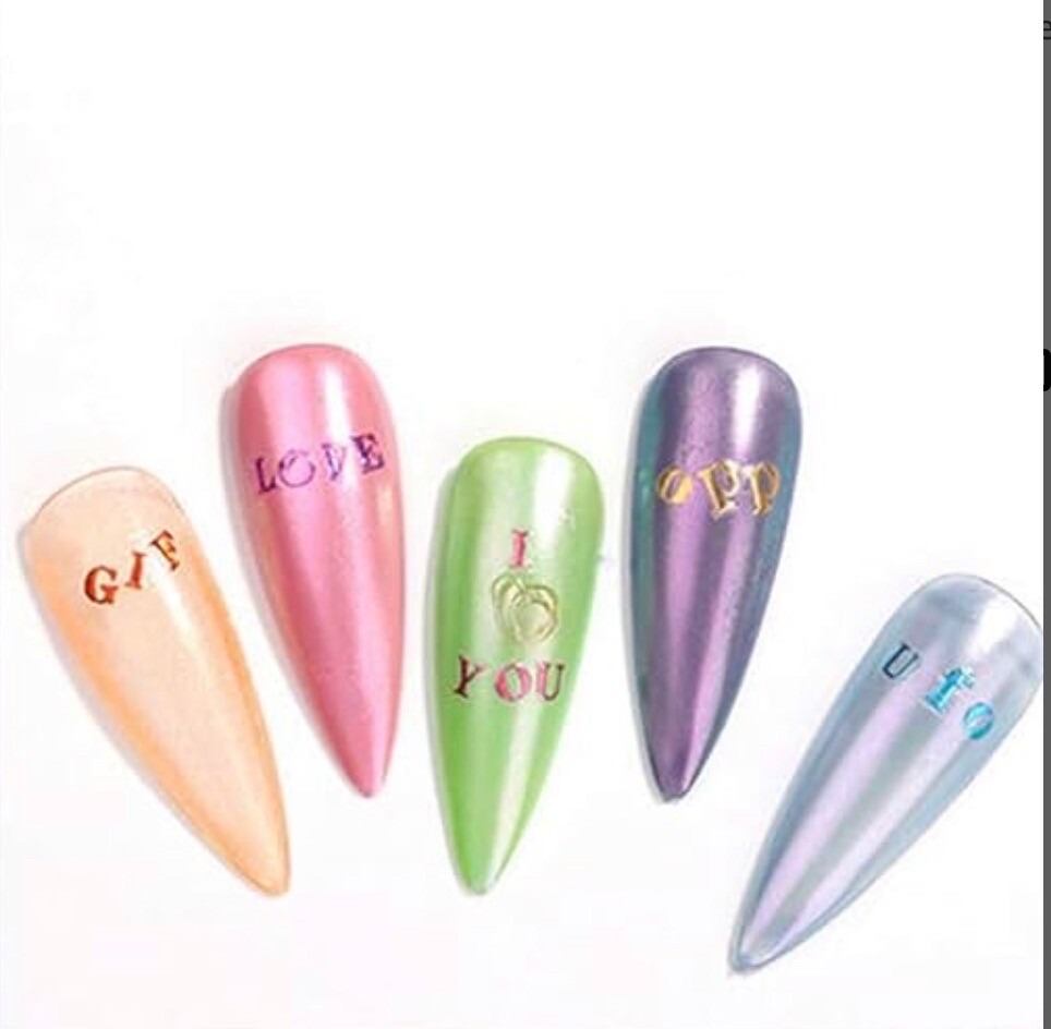 Nail Stickers Art Decal DIY Design 3D Waterproof Colorful Letter Metallic ZS-101