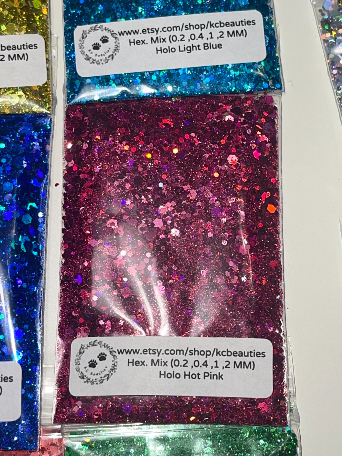 50g Solvent Resistant HEX MIX 0.2,0.4,1,2MM Glitter HOT PINK ART Nail Craft