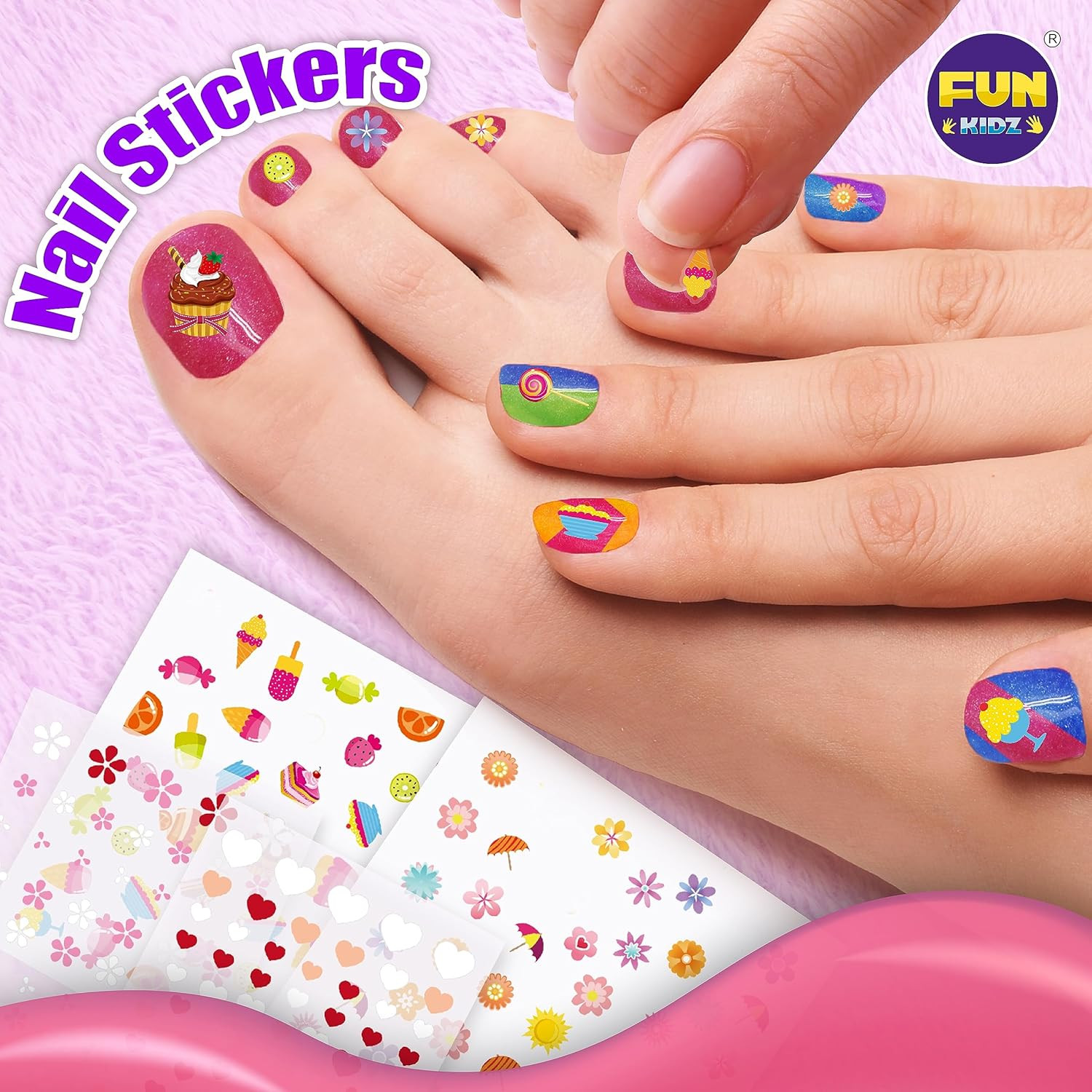 Kid Nail Art Kit for Girls, Funkidz Nail Studio Kits Size 17.91Wx12.4L with Peel