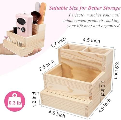 Nail Drill Bits Holder, Wooden 10 Holes Nail Drill Machine Holder Display