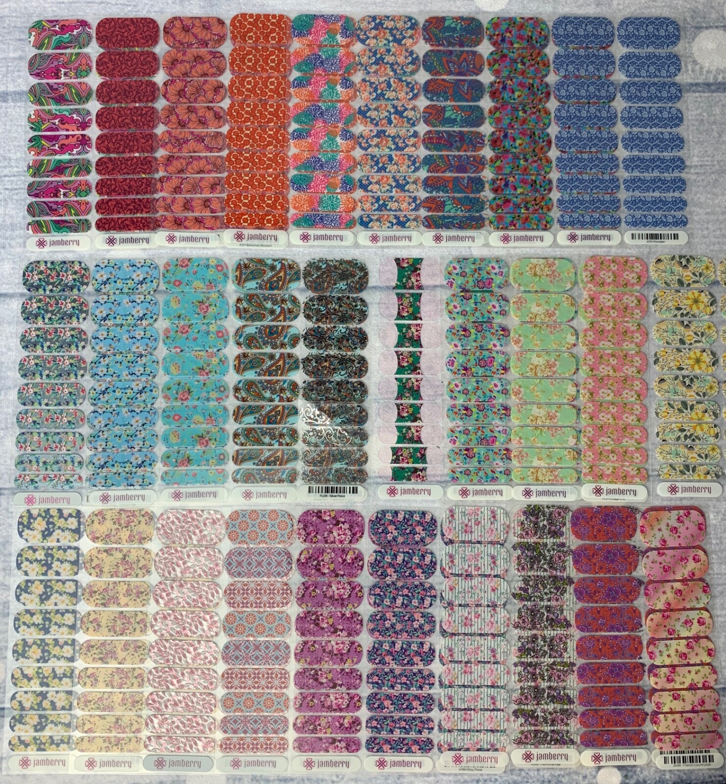 Jamberry Nail Wraps Half Streets Full Sheets Color Stickers Retired Florals