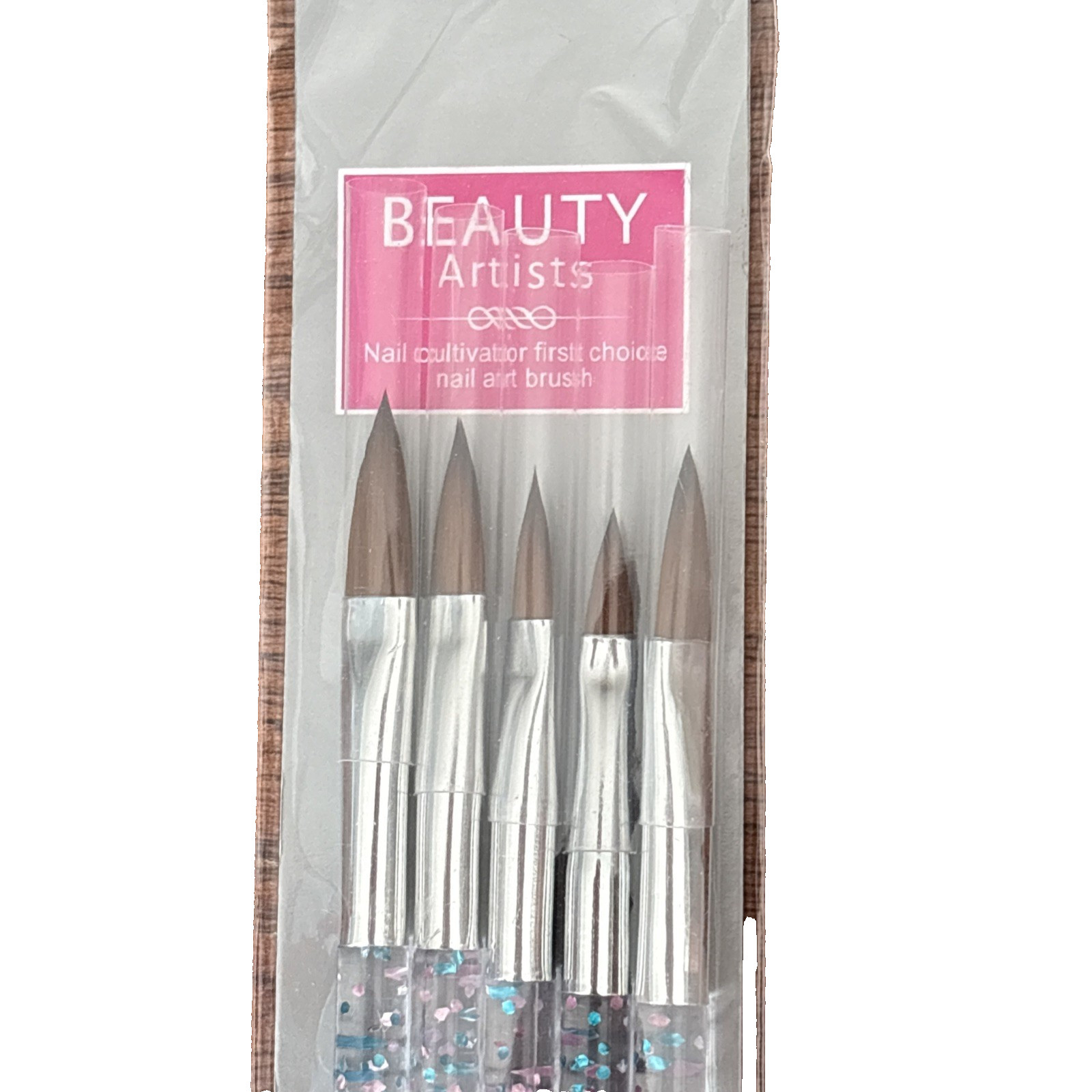 Beauty Artist 5pc Crystal Nail Art Brush Set Glitter Handle Professional New