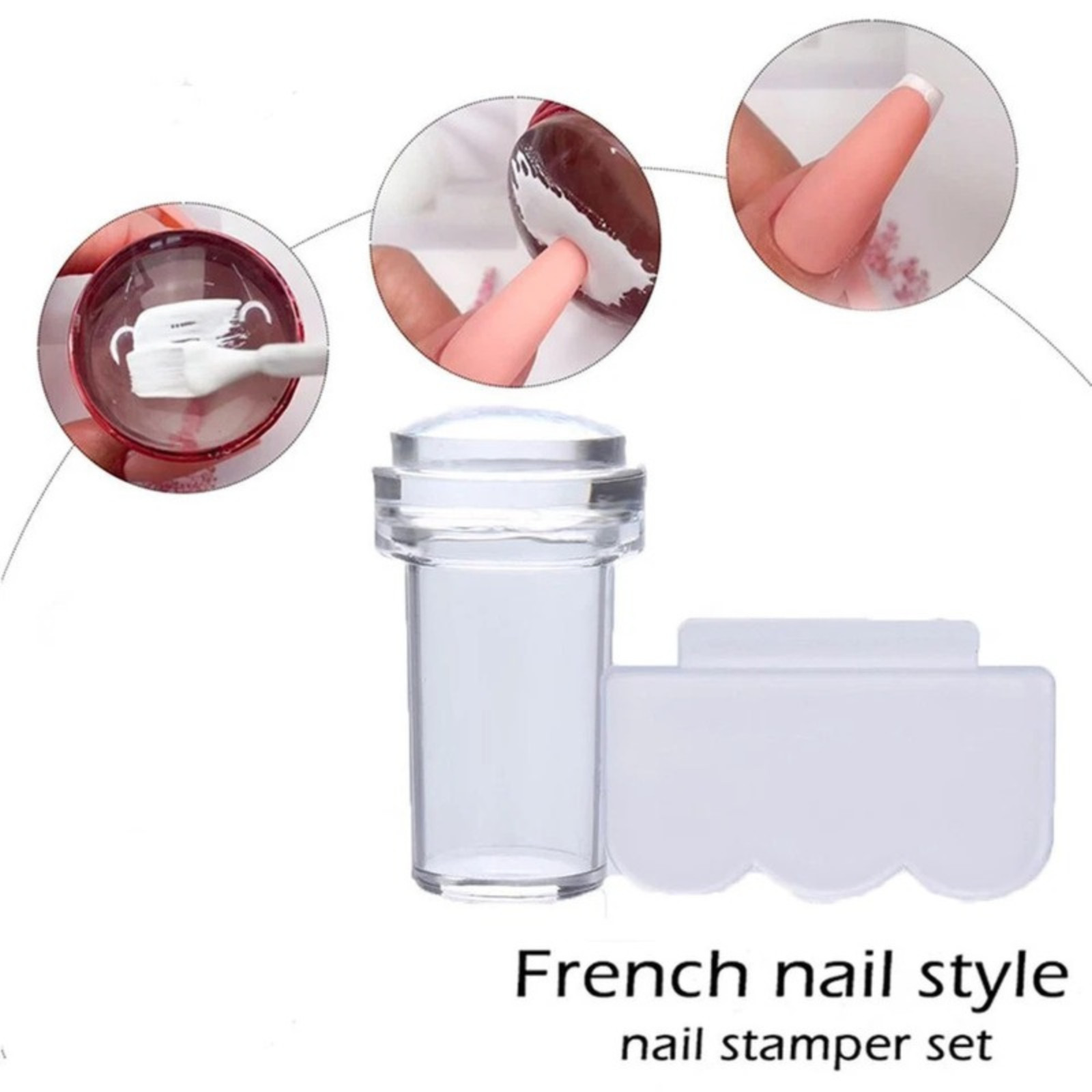 French Nail Art Stamper Silicone Jelly Tool with Scraper for DIY Manicure