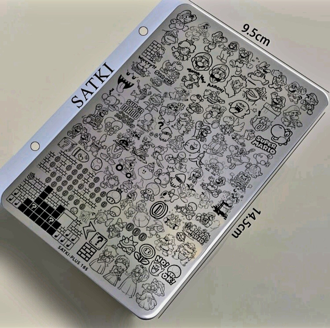 Retro Super Mario Nail Art Stamping Plate SATKI-PLUS 165 Video Game Cartoon Cute