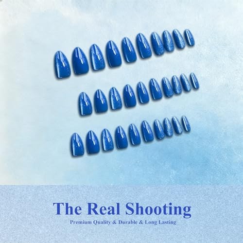 Almond Eye Press on Nails – Thick Chrome – Royal Blue – Thick Chrome