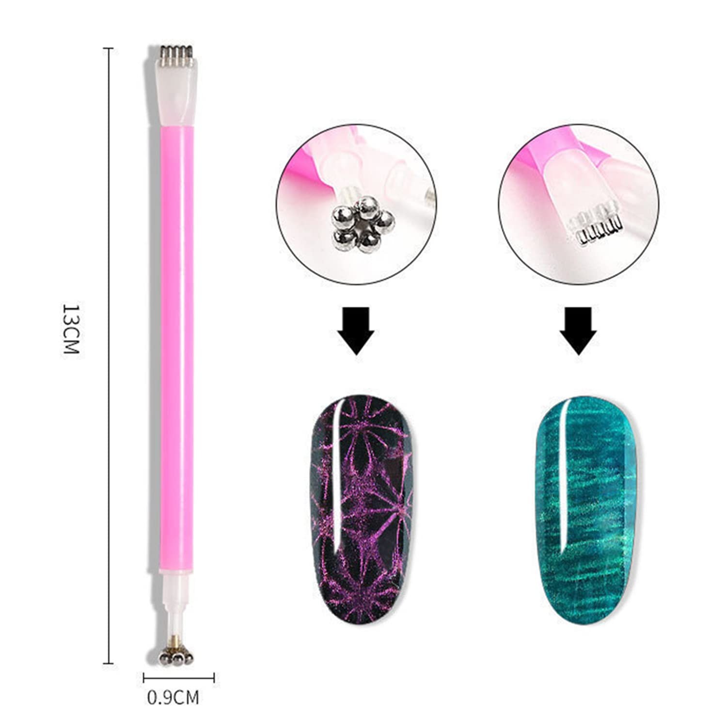 15Pcs Nail Magnet Set Cat Eye Gel Nail Polish Magnet Wand Magnetic Nail