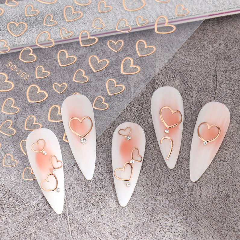 4Pcs 3D Nail Art Stickers Decals Transfers Valentines Day Love Hearts DIY NS44