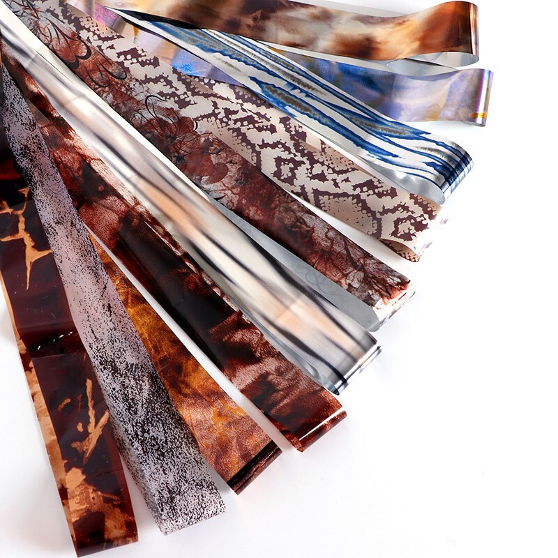 10Rolls Holographic Nails Art Transfer Foil Stickers Flower Star AB Paper Wrap