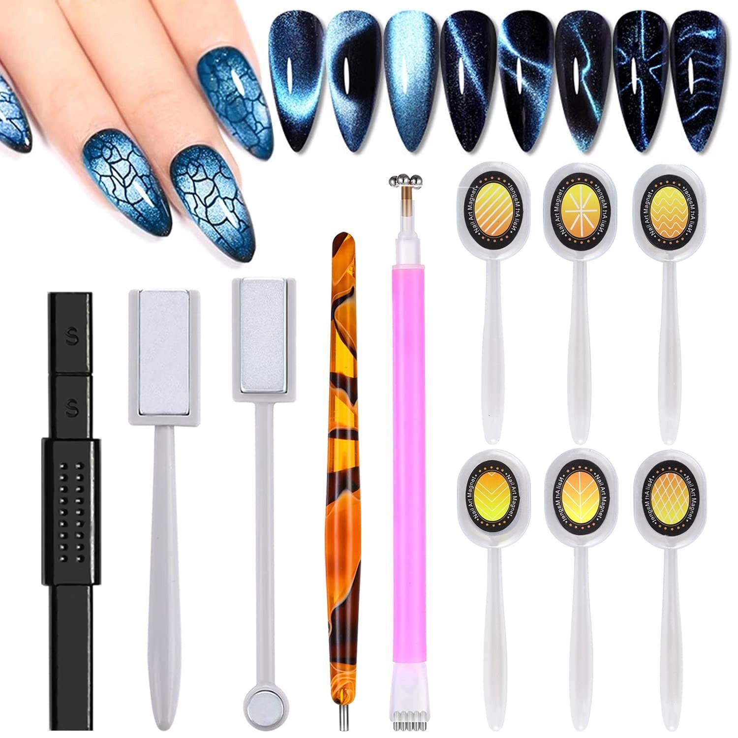 11Pcs Nail Magnet, Cat Eye Magnets for Nails, Nail Polish Magnet Stick 3d Nai…