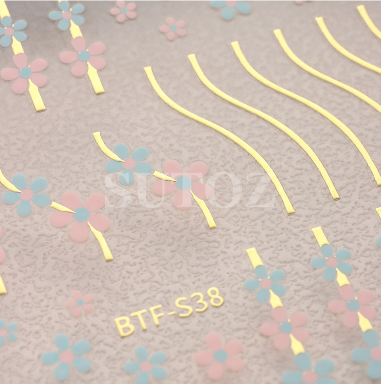 3D Flower Daisy Swirl Line Design Nail Art Stickers,Self Adhesive Geometric NH22