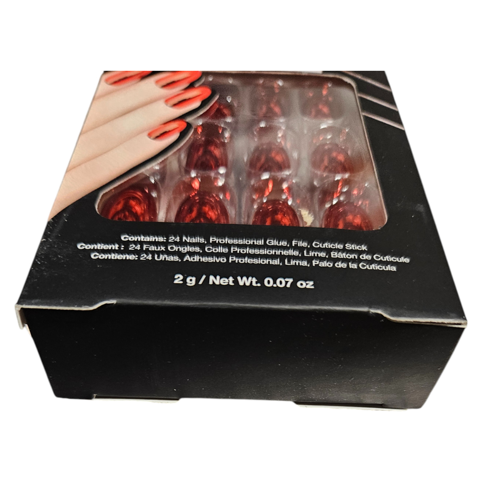 Ardell Nail Addict Metallic Red 28 Piece Nail Set Inc Glue File Cuticle stick