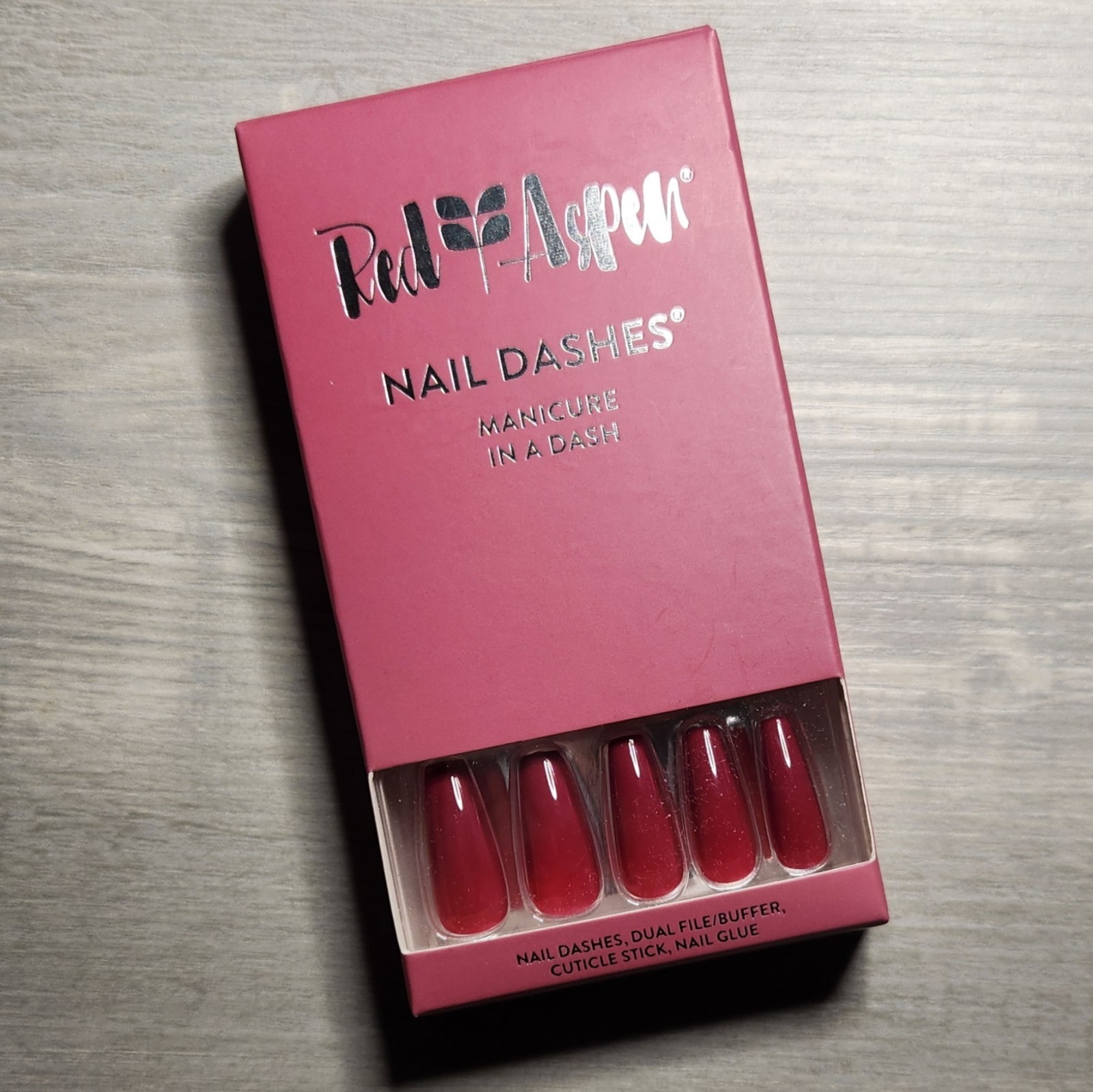 Press On Nails Magenta Lily Fall Winter Holiday Christmas Dashes Red Aspen