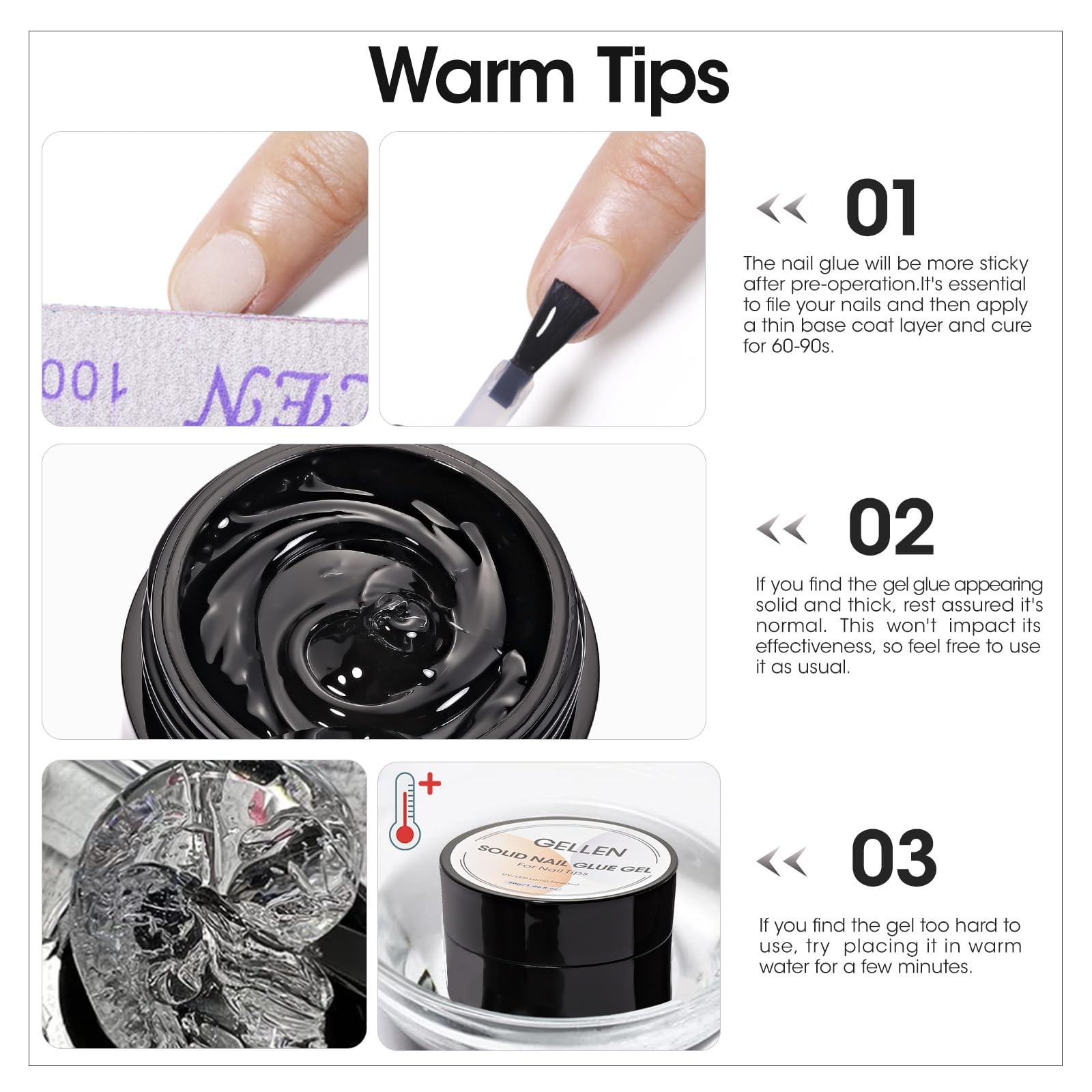 Solid Nail Glue Gel Kit – 8g Gel and 8w Mini UV Light LED Lamp for Cured Nail…