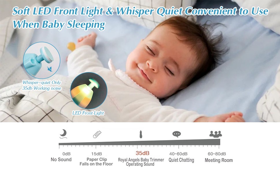 Baby Nail Trimmer File with Light Safe Electric Nail Clippers Kit for Newborn