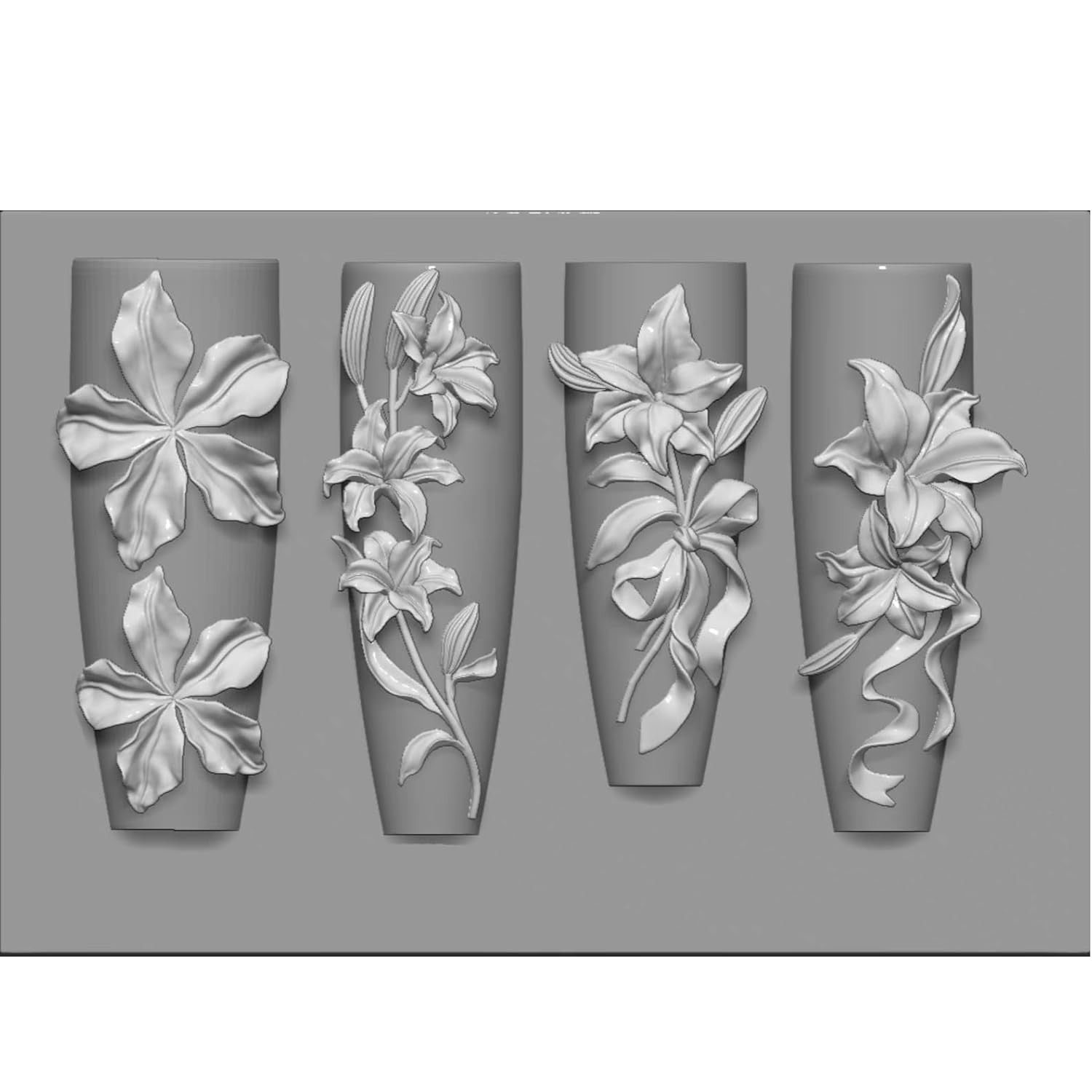 Silicone 3D Lily Flower Nail Mold for Art and Manicure Design