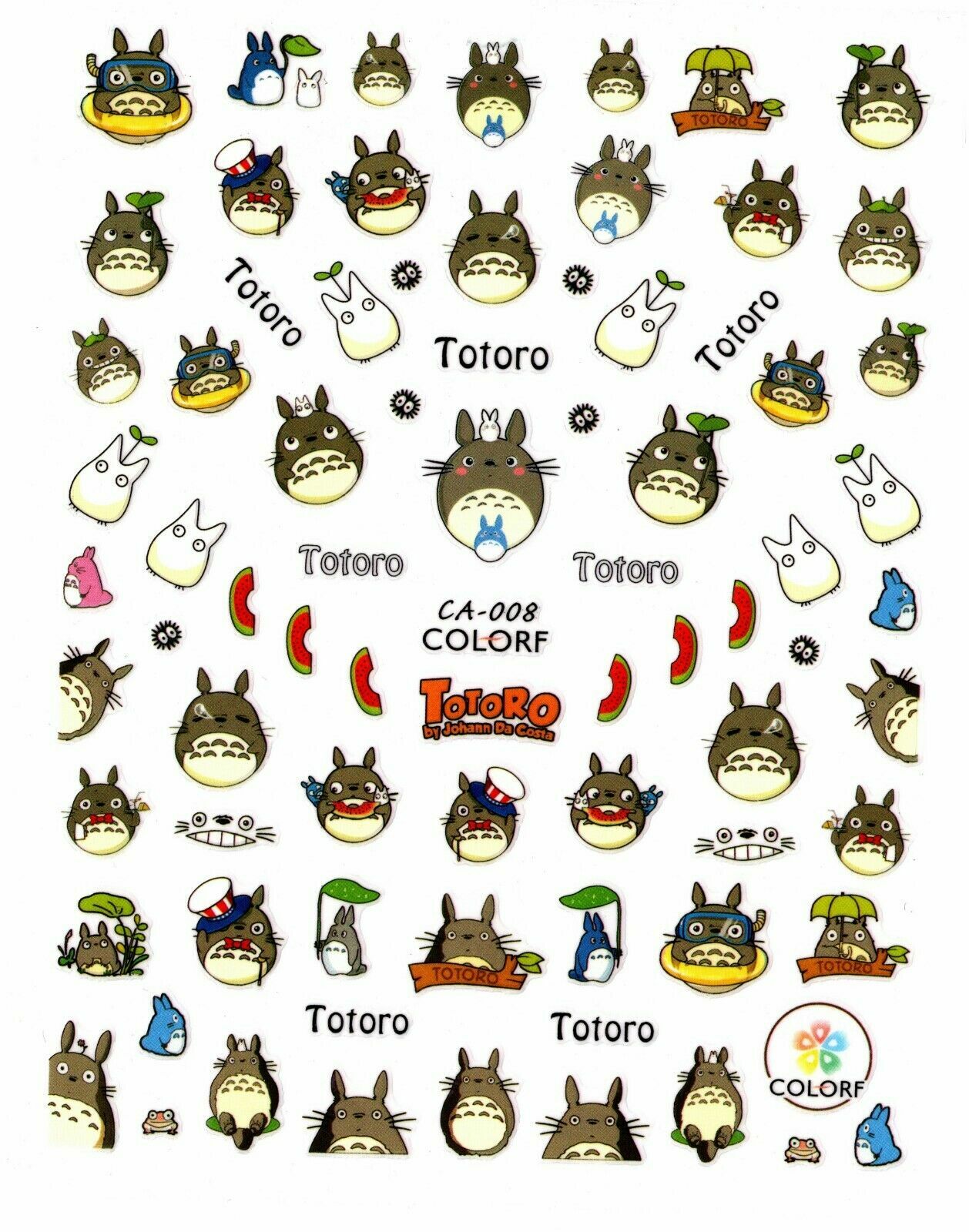 Nail Art 3D Decal Stickers Rabbit Cat Deer Flower Fruit Totoro NS30