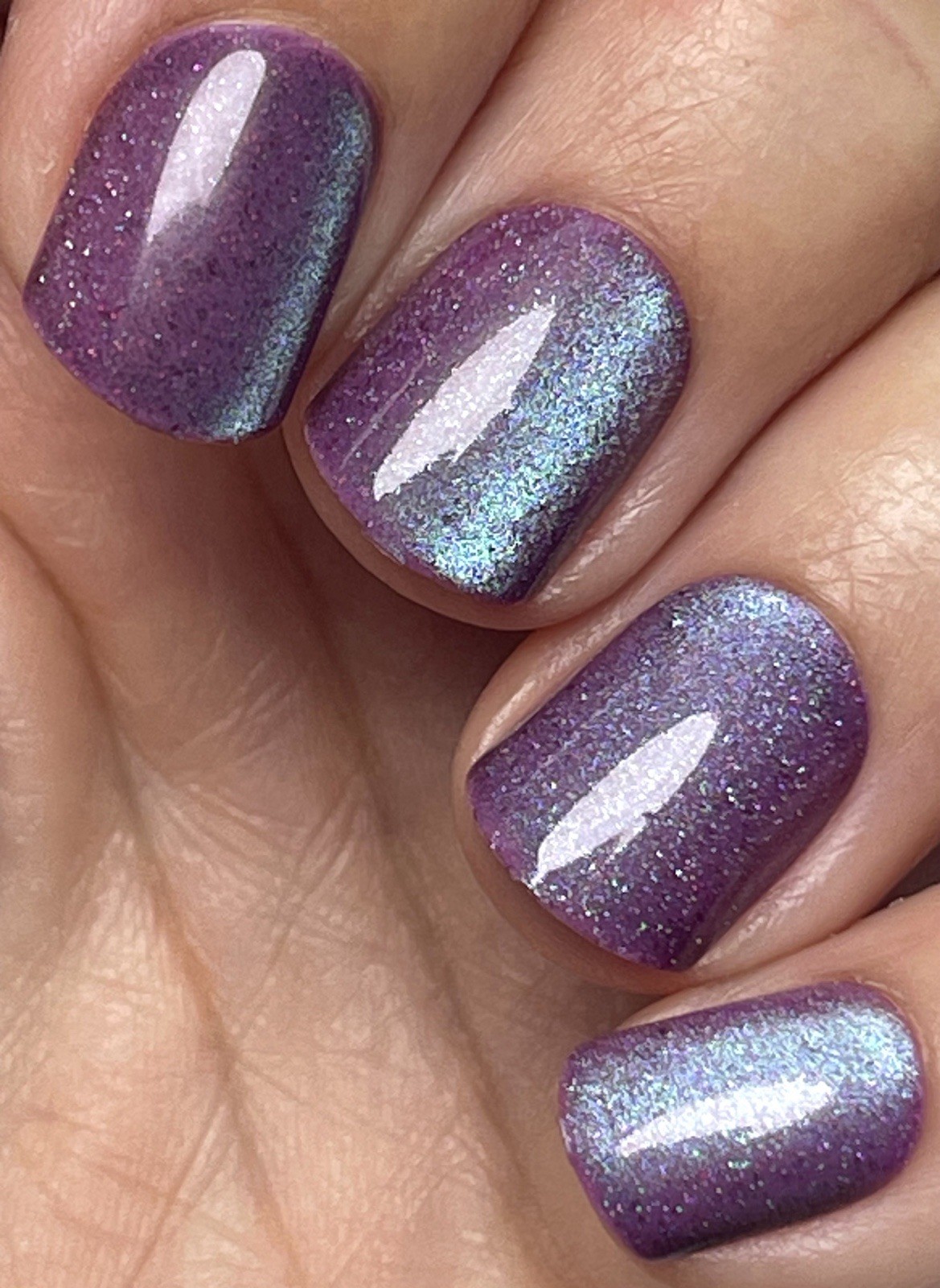 Red Aspen Press-On Nails Luminous Skies Linnet Short Square Cat Eye Shimmer Glue