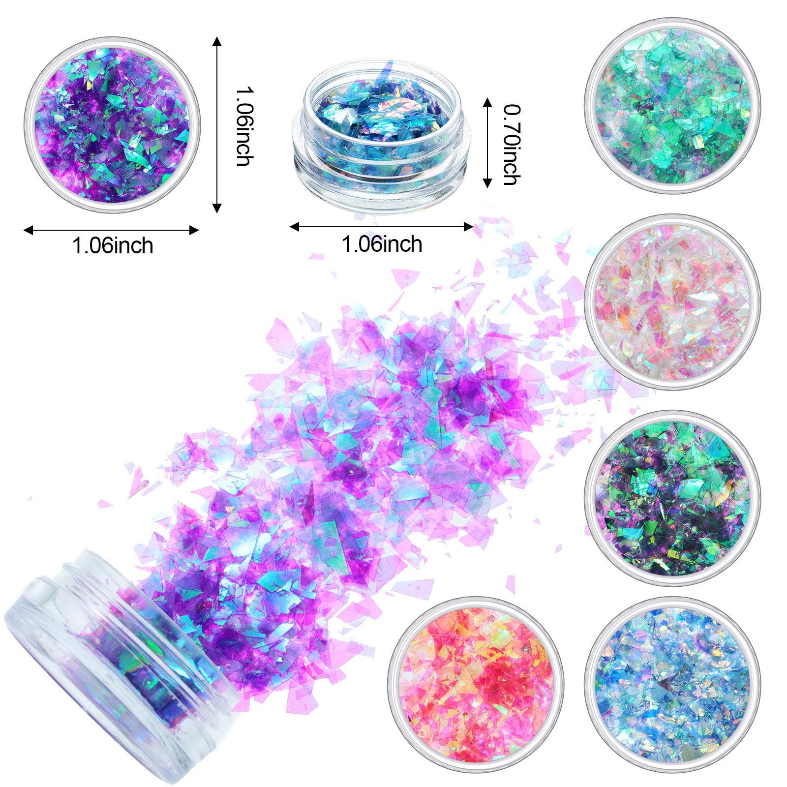 12 Boxes Mermaid Iridescent Chunky Glitter Flakes Chrome Nail Sequins Aurora …