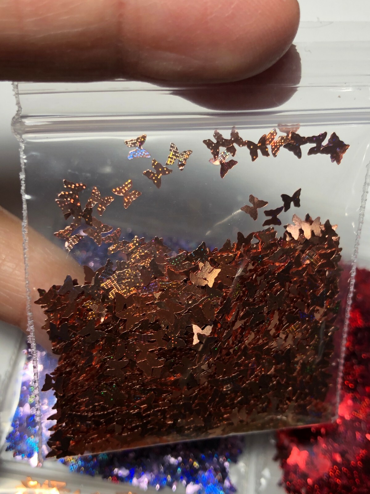 Solvent Resistant LASER BUTTERFLY shape Glitter U Choose Color Nail Art Face