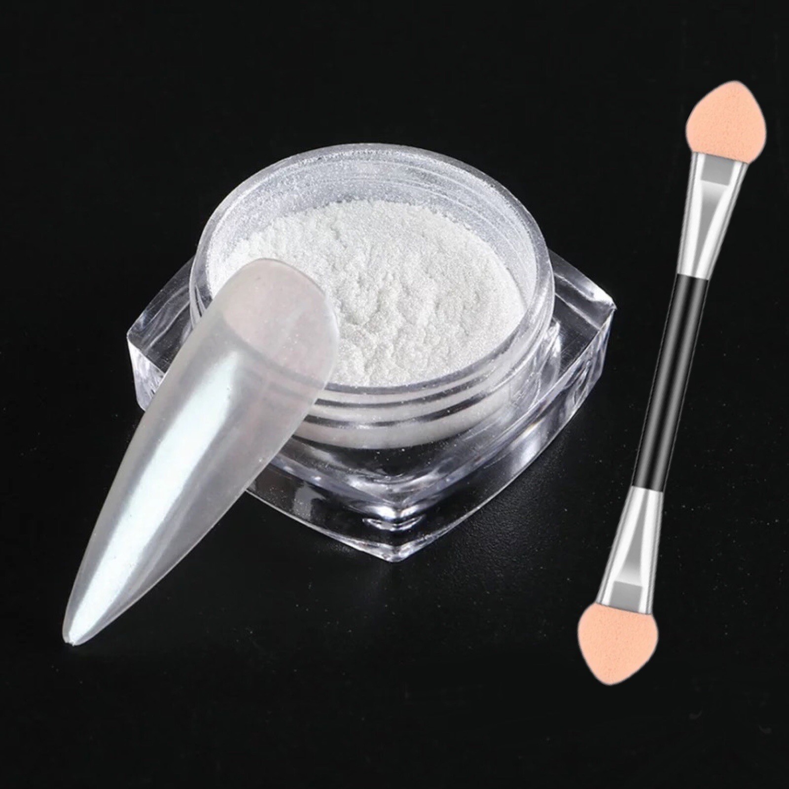 White Nail Chrome Powder Pigment Nails Crystal Shiny Mirror Dust Glazed Donut UK