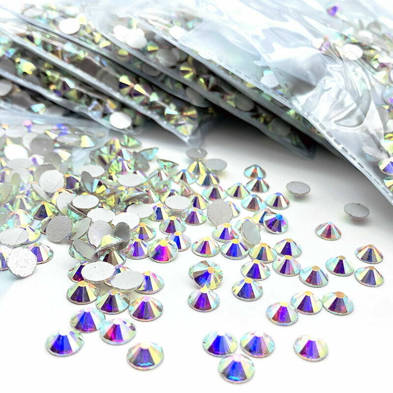 1440pcs Crystal AB Rhinestones FlatBack Glitter Diamond Gems 3D Nail Art Decor