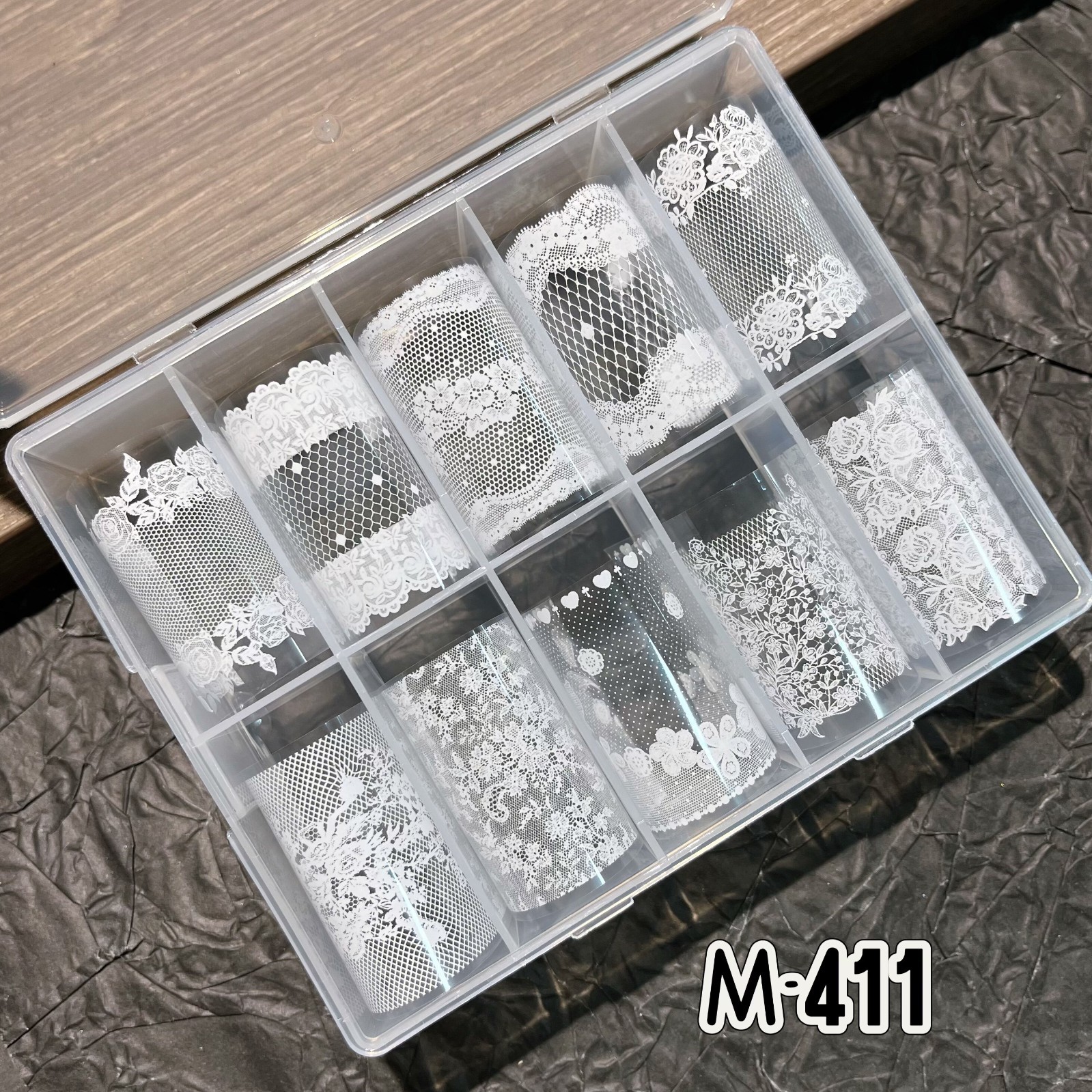 Black White Flower Lace Starry Transfer Film Wraps Nail Art Manicure Decals