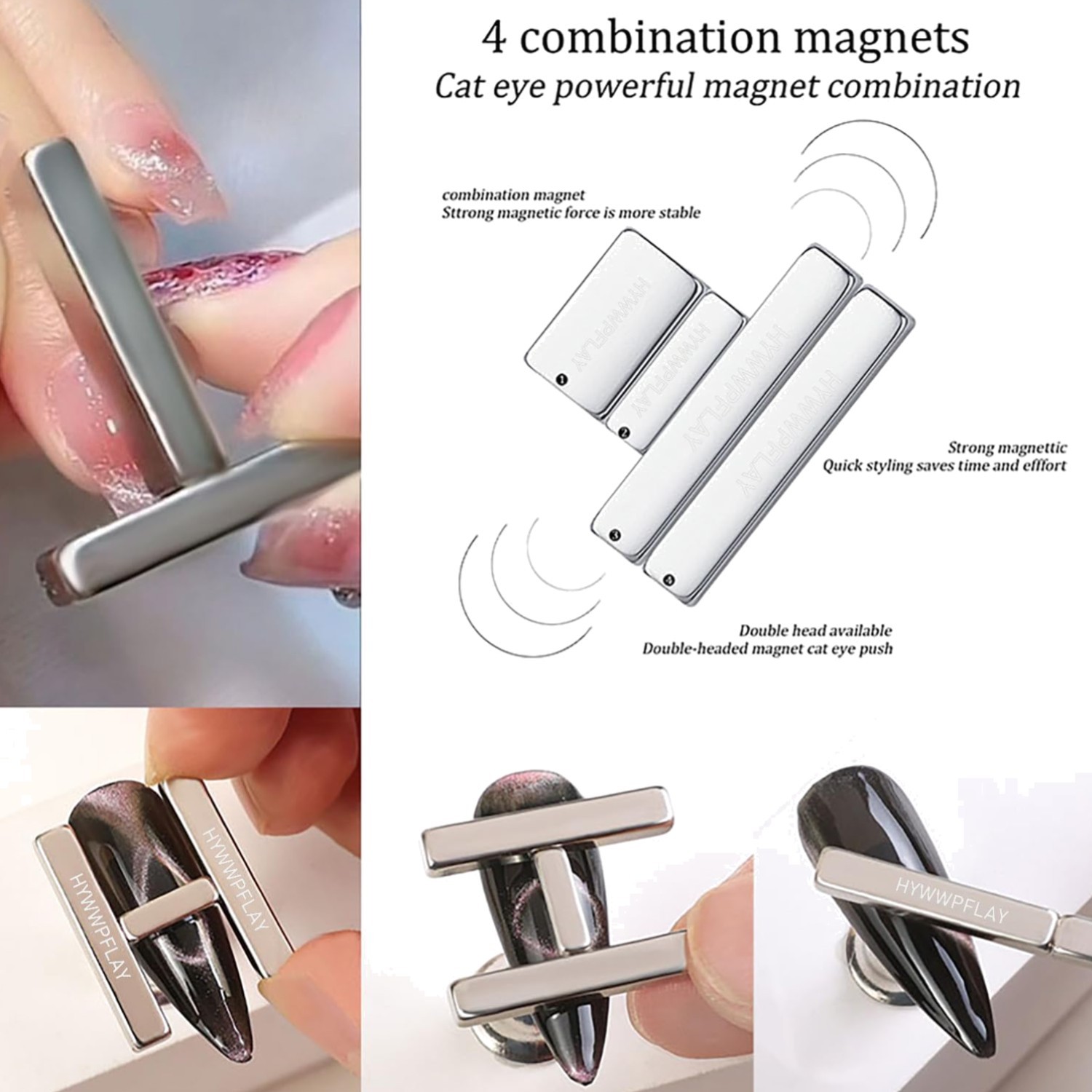 5 Pieces Cat Eye Nail Magnet Cat Eye Magnet for Nails Magnetic Gel Polish Mag…