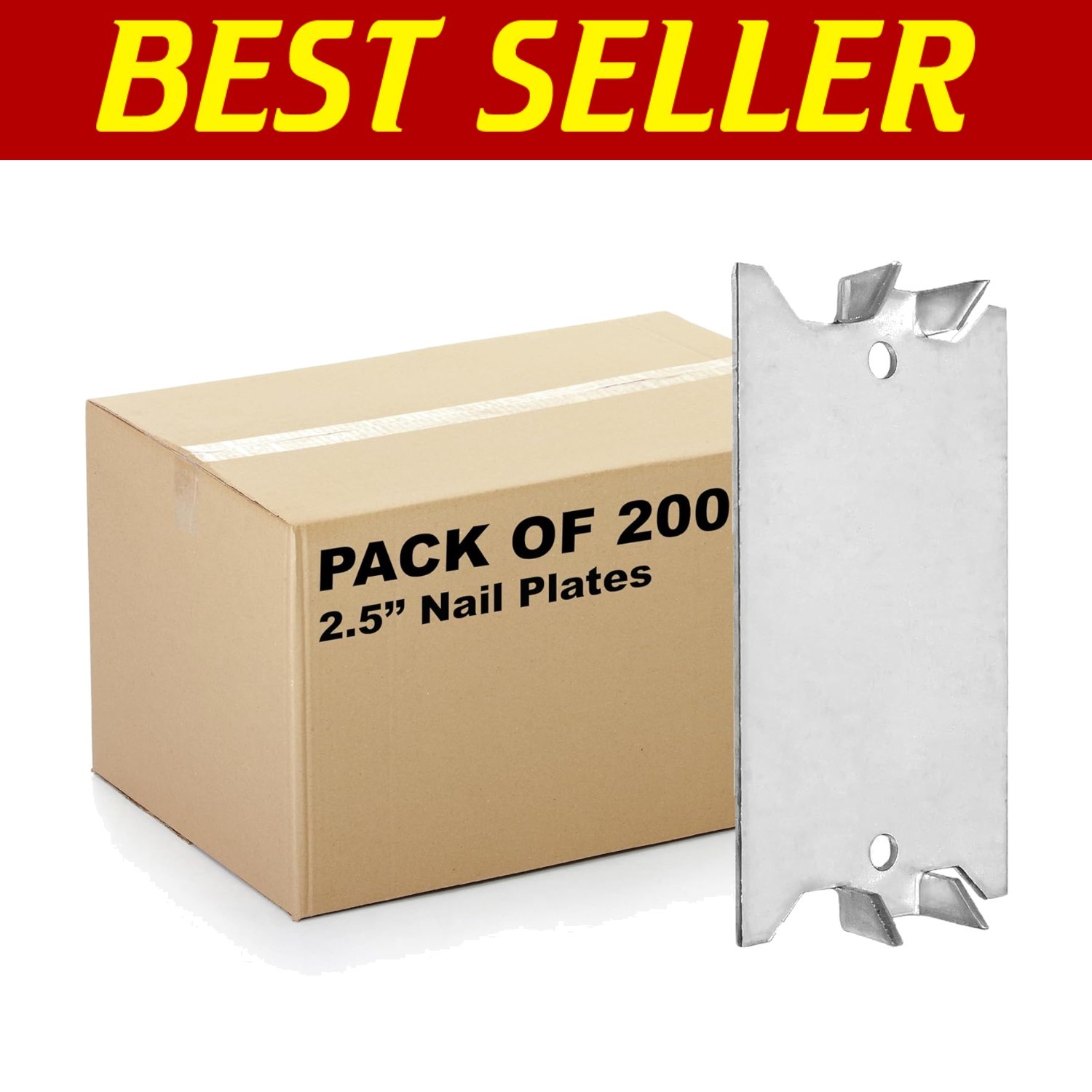 16-Gauge Steel Safety Nail Plates, 200 Pack – Essential Plumbing & Wiring Shield