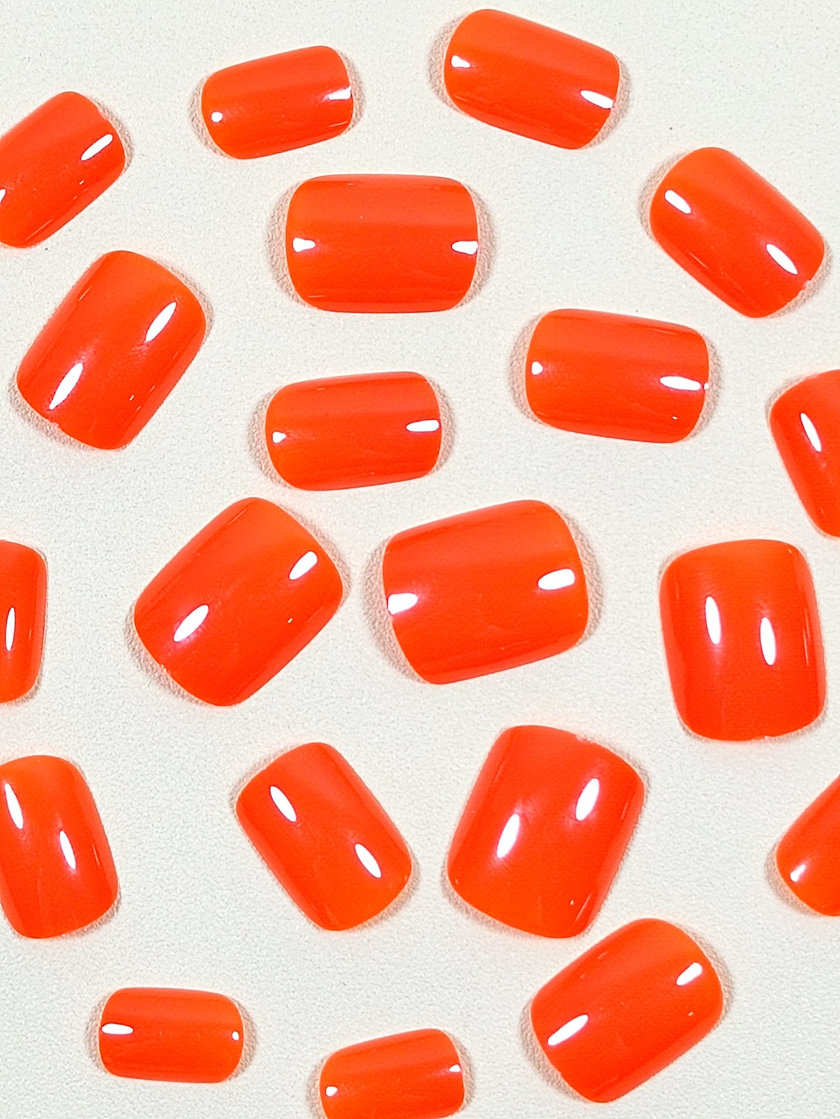 24pcs Short Square Solid Orange Color Fake Nail Kit False Nails Press On Nails