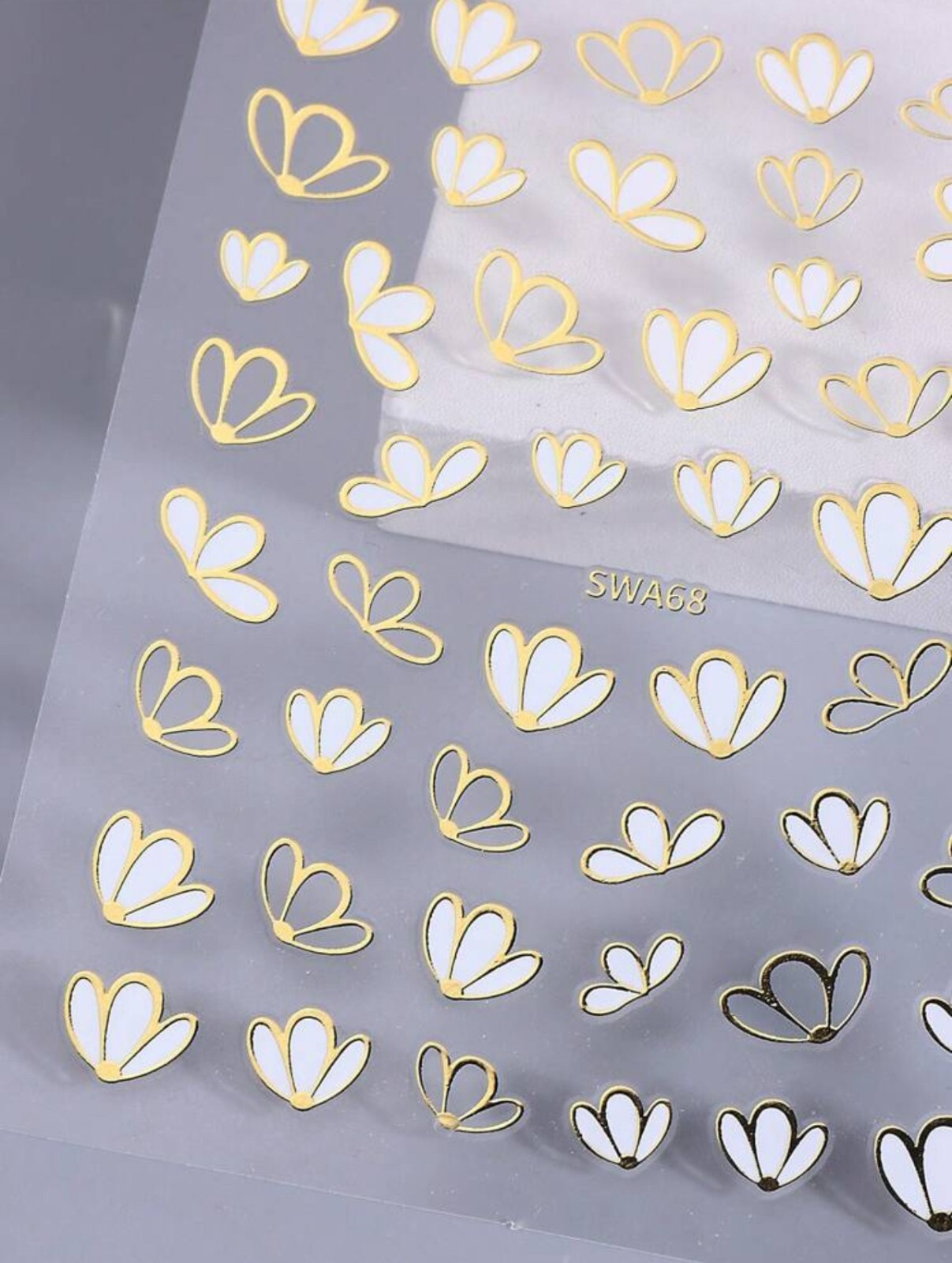 White Flowers Nail Art Stickers Metallic Gold Floral Spring DIY manicure SWA68