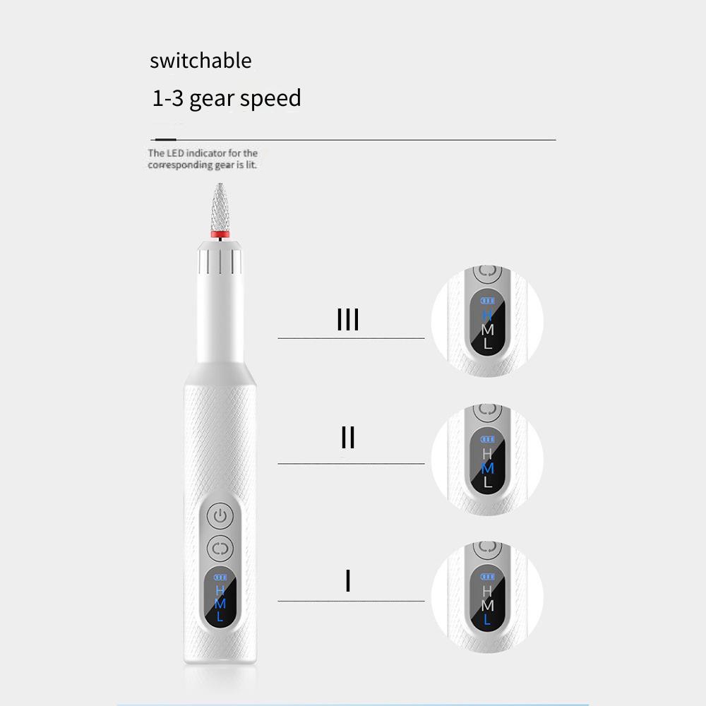 Portable Rechargeable Nail Drill Machine 1.8W Pen Style Electric File White