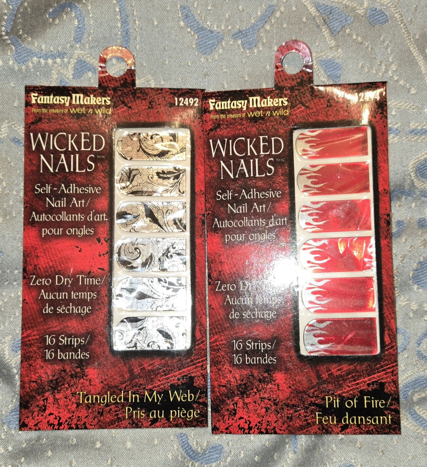 2 Fantasy Makers Nail Art Wraps Decals (Flames & Black Lace)