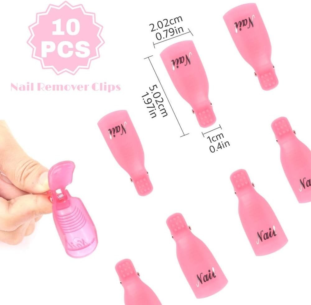 10 PCS Durable Rose Red Gel Polish Remover Clips – Acetone-Free Nail Tools