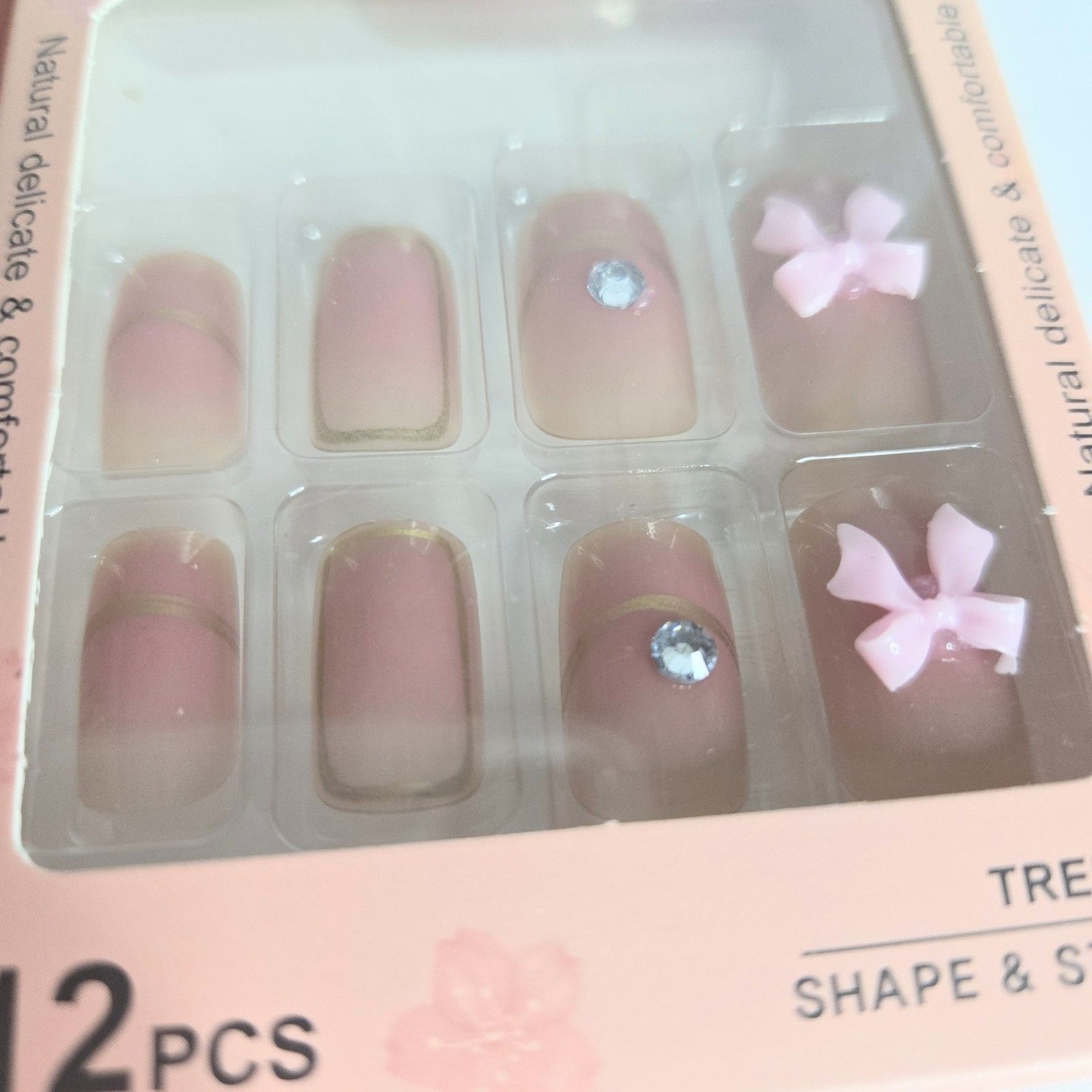 PRESS-ON NAILS Pack of 3 Set with 12 Pieces Each YY Kiss Natural Dress NEW NIB