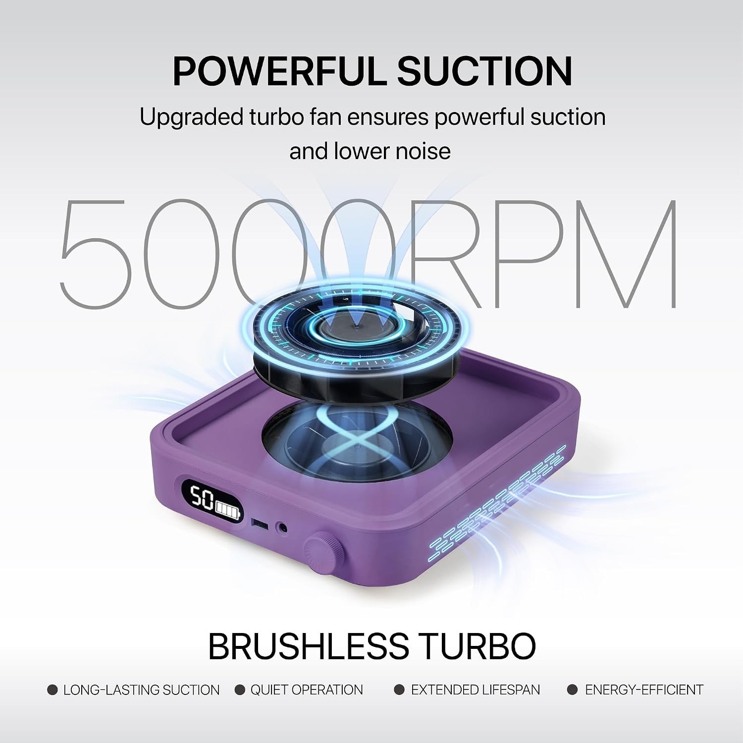 Cordless Rechargeable Nail Dust Collector – 5000 RPM & 800Pa Suction in Mauve…