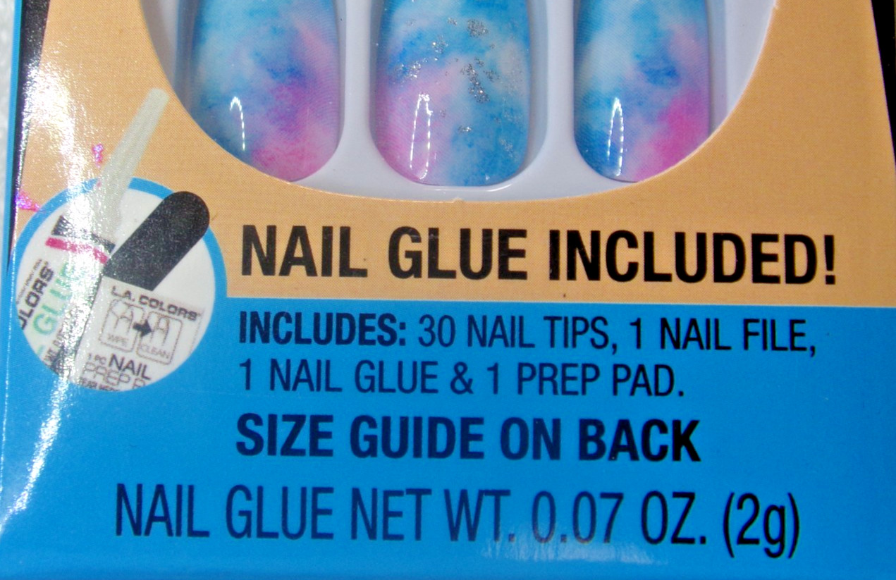 LA Colors Nail Frill Nails Blue (Evanescent) GLUE-On Medium