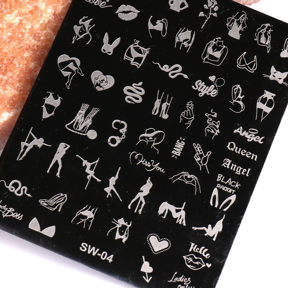 Sexy Girls Women Nail Art Stamping Plates Body Pole Dance Metal Nail Templates